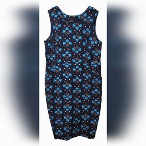 Boden Martha Navy & Blue Floral Sleeveless Roll Collar Sheath Pencil Dress 18US
